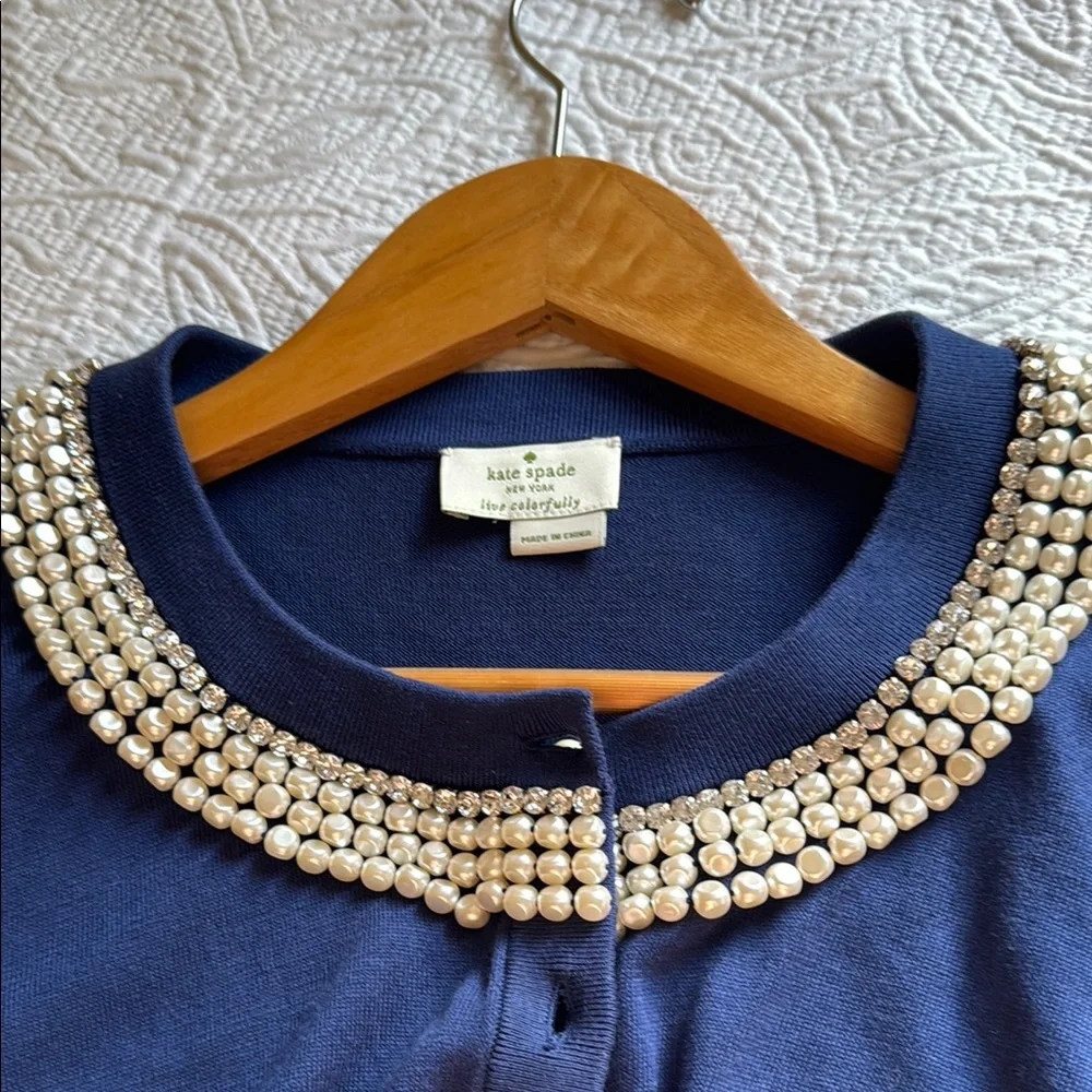 kate spade Blue Cardigan Sweater with 3/4 Sleeves PtP 20”